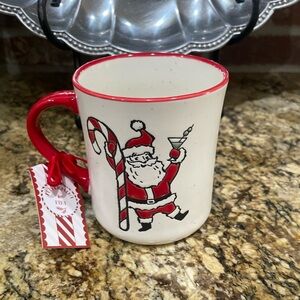 Peppermint & Pine oversize candy cane martini Santa Claus coffee mug - new